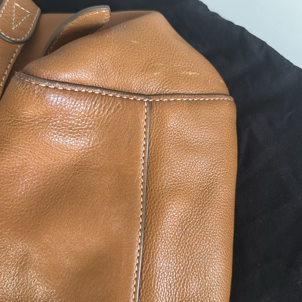 Frye Tan Leather Drawstring Flap Backpack - image 8